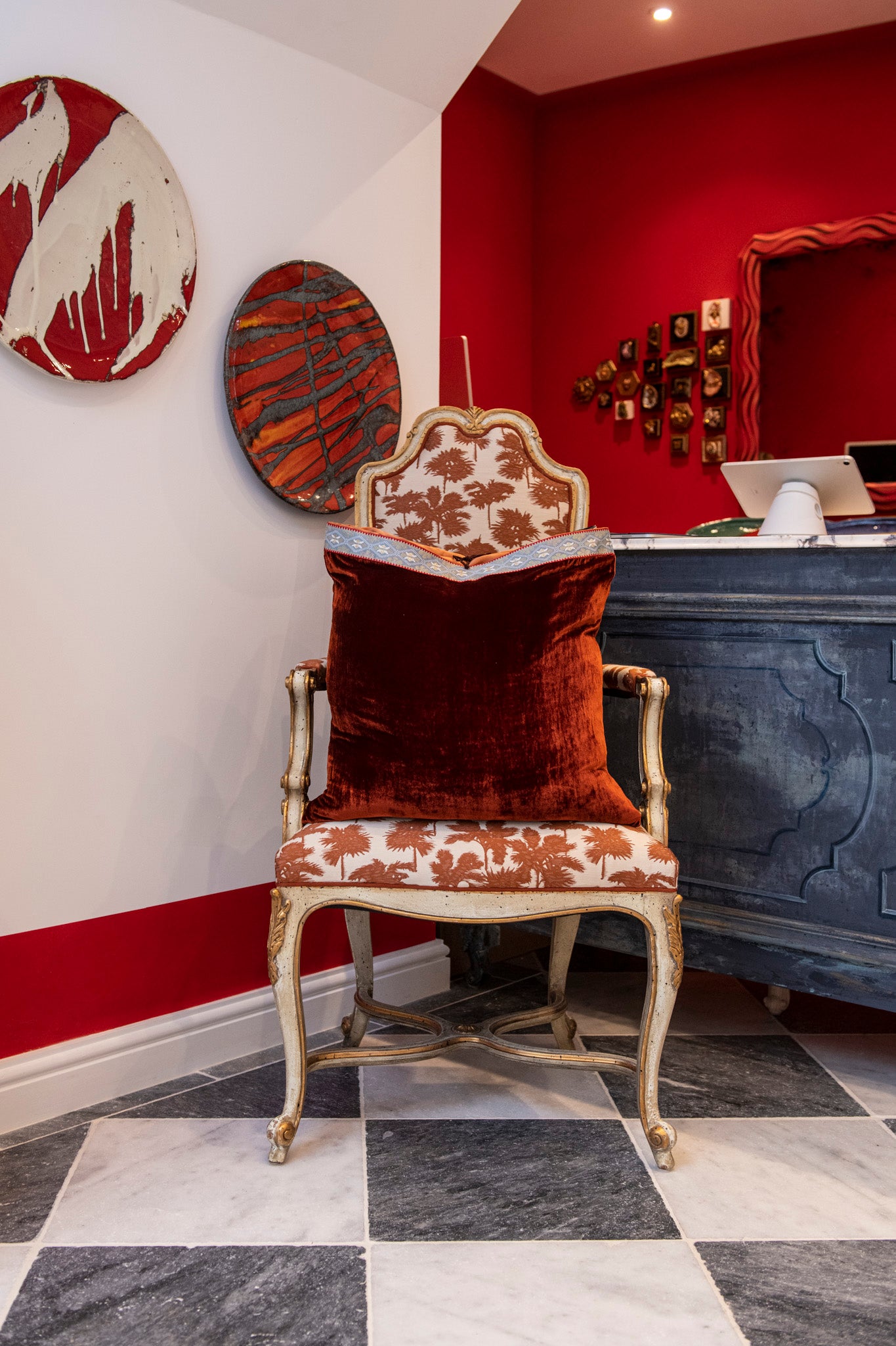 Silk Velvet Cushion, Rust