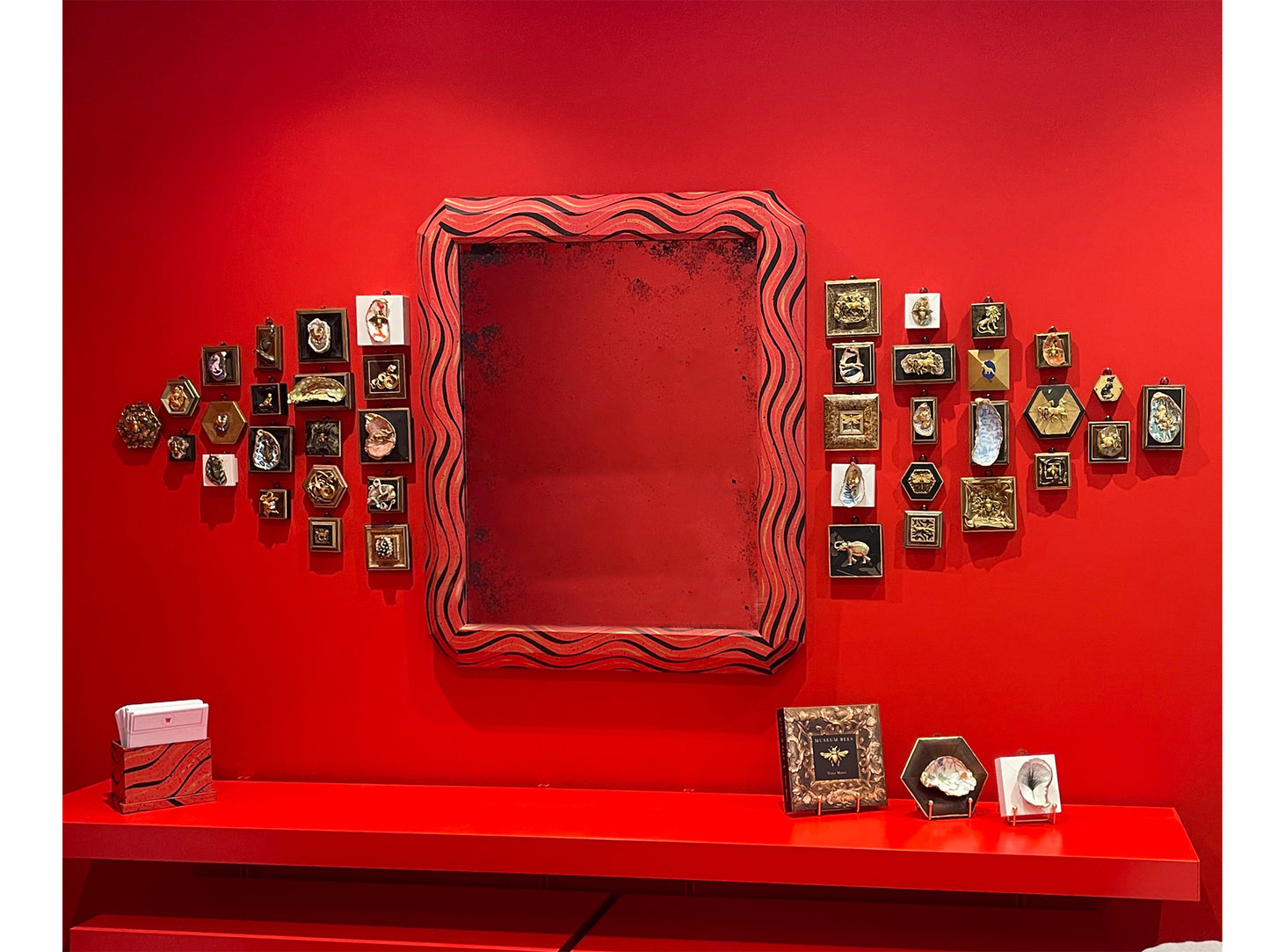 Hand-Painted Octagonal Mirror with Antiqued Mirrored Glass
