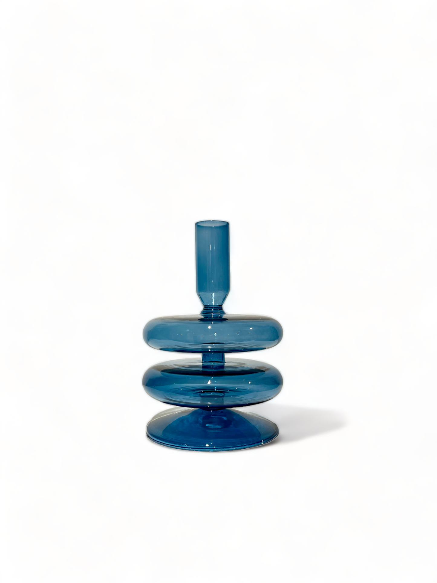 Teal Coloured Glass Candle Holder