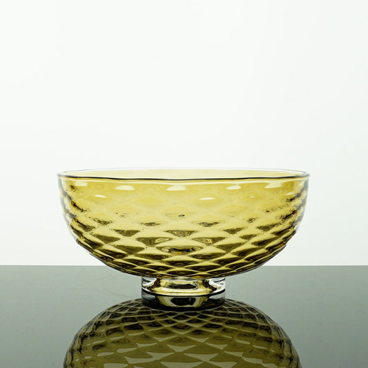 Hand Blown Optic Vessel Low Bowl