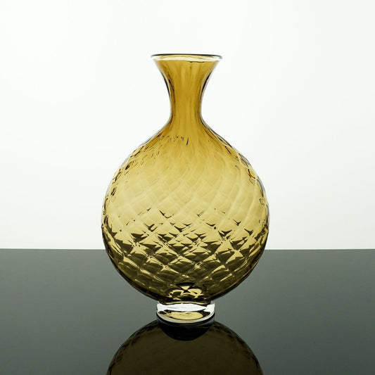 Hand Blown Glass Optic Vessel Oval Vase